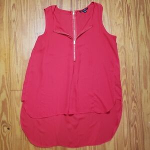 Zac & Rachel Red Sleeveless Zip-Front Layered Tunic